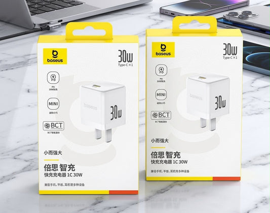 Baseus 30W USB-C PD Mini Fast Charger – White
