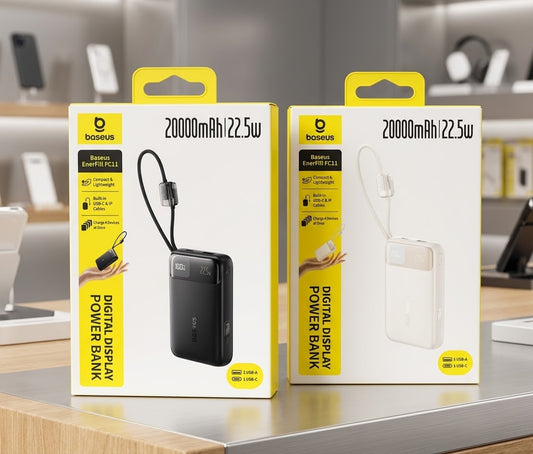 Baseus EnerFill FC11 20000mAh 22.5W Power Bank with Built-In Cables